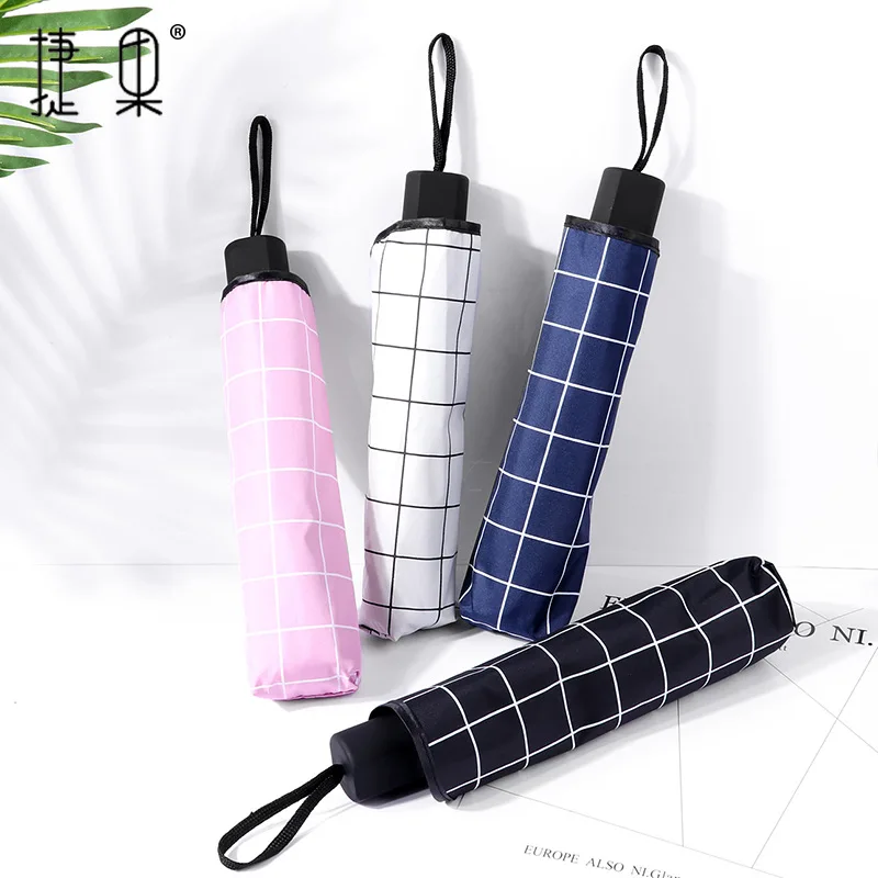 Portable three folding umbrella black white lattice umbrella women sunscreen umbrella sunny and rain umbrella strong umbrella 
Portable three folding umbrella black white lattice umbrella women sunscreen umbrella sunny and rain umbrella strong umbrella