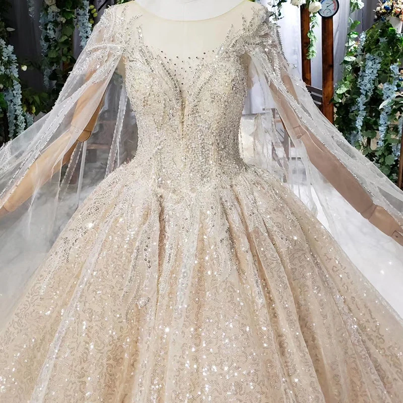 HTL662 Juxury бальное свадебное платье Свадебные платья 2021 собора Поезд шаль Иллюзия
