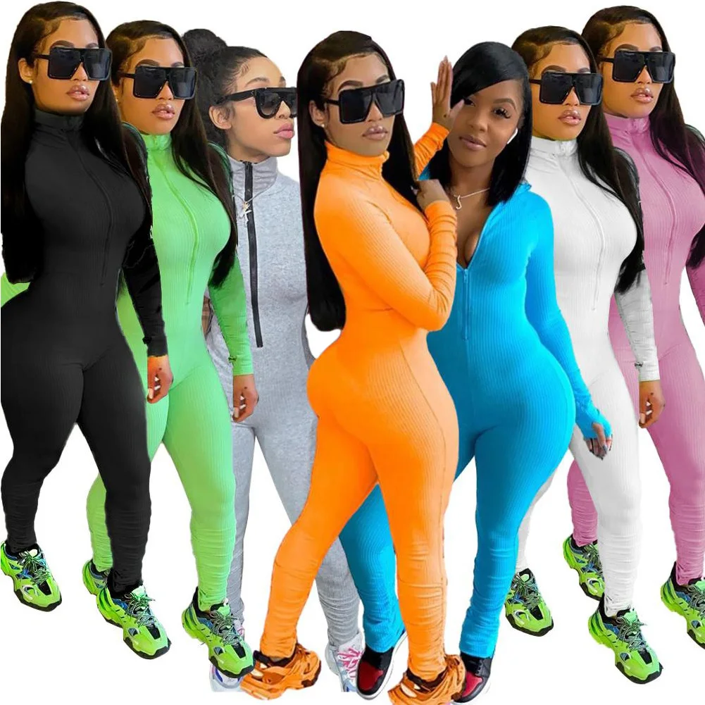Hot Casual Women Ribbed Jumpsuits Zippers Skinny High Elasticity Bodysuit Raised Lines Pattern Jumpsuit DO2
Hot Casual Women Ribbed Jumpsuits Zippers Skinny High Elasticity Bodysuit Raised Lines Pattern Jumpsuit DO2
