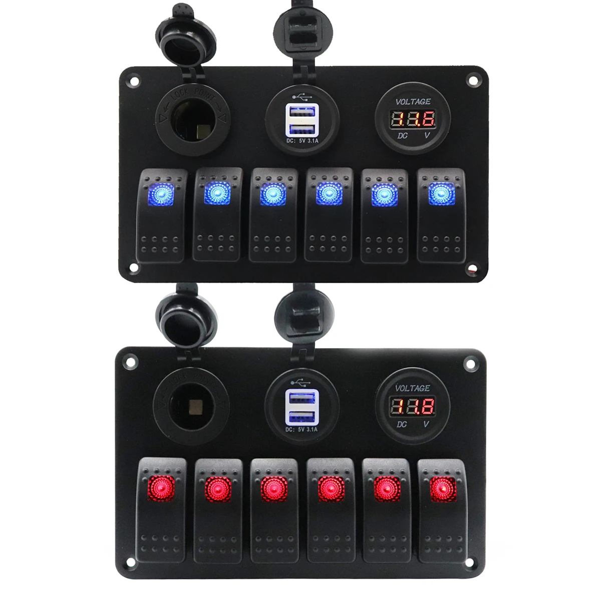 Boat Truck 6 Gang Rocker Switch Panel Dual USB Car Charger Voltmeter 12V Outlet Breaker Overload Protection LED Switch Panel
Boat Truck 6 Gang Rocker Switch Panel Dual USB Car Charger Voltmeter 12V Outlet Breaker Overload Protection LED Switch Panel