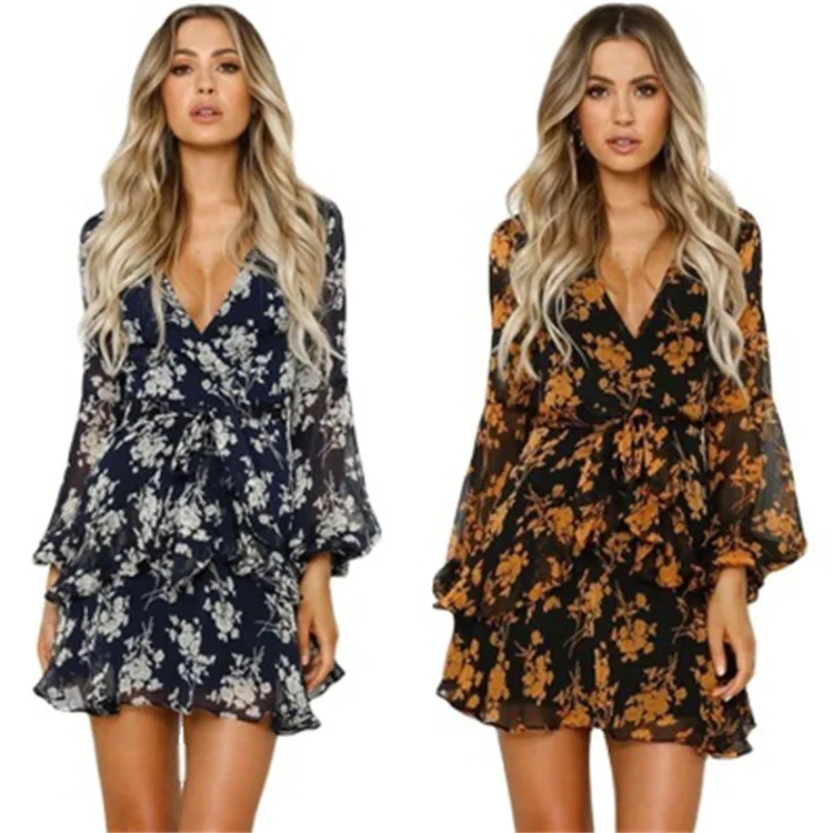 Women spring 2021 long sleeved see through cascading ruffle dress floral print V neck dress casual sexy party ladies mini Vest
Women spring 2021 long sleeved see through cascading ruffle dress floral print V neck dress casual sexy party ladies mini Vest