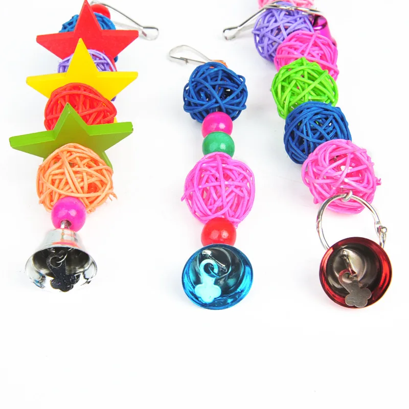 Parrot Toys Hanging Cage Bird Toy Rattan Beads Bell String Hand Woven Ring Toy For Parrot Lovebird Aves Bird Cage Accessories 
Parrot Toys Hanging Cage Bird Toy Rattan Beads Bell String Hand Woven Ring Toy For Parrot Lovebird Aves Bird Cage Accessories