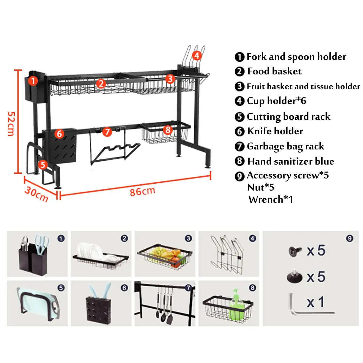 86CM Stainless Steel Kitchen Shelf Organizer Over The Sink Dish Drying Rack Holder Draining Shelf Storage Countertop Organizer
86CM Stainless Steel Kitchen Shelf Organizer Over The Sink Dish Drying Rack Holder Draining Shelf Storage Countertop Organizer