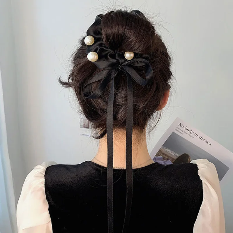 1Pc Classic Black Elastic Bow With Pearl Hair Ties Korean Hairbands Women Girls Hair Rope Korean Accessories Gum Scrunchies
1Pc Classic Black Elastic Bow With Pearl Hair Ties Korean Hairbands Women Girls Hair Rope Korean Accessories Gum Scrunchies
