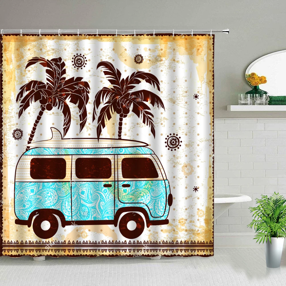 Leisure Holiday Tourist Bus Surfboard Palm Tree Scenery Shower Curtain Set Ocean Landscape Bathroom Screen Waterproof Curtains
Leisure Holiday Tourist Bus Surfboard Palm Tree Scenery Shower Curtain Set Ocean Landscape Bathroom Screen Waterproof Curtains