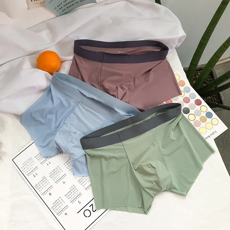 3 Pieces Men's Underwear Boxer Ice Silk No Trace Fashion Solid Color Man Boxers Shorts Ultra-thin Breathable Underpants 2020 New
3 Pieces Men's Underwear Boxer Ice Silk No Trace Fashion Solid Color Man Boxers Shorts Ultra-thin Breathable Underpants 2020 New