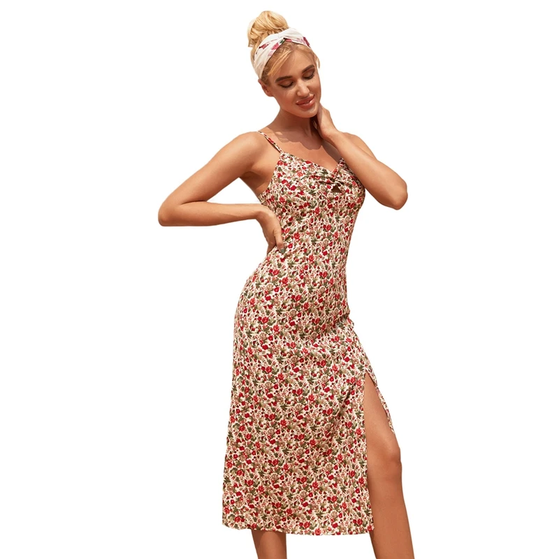 Floral Print Summer Dress Spaghetti Midi Dress Vintage Women Dress
Floral Print Summer Dress Spaghetti Midi Dress Vintage Women Dress