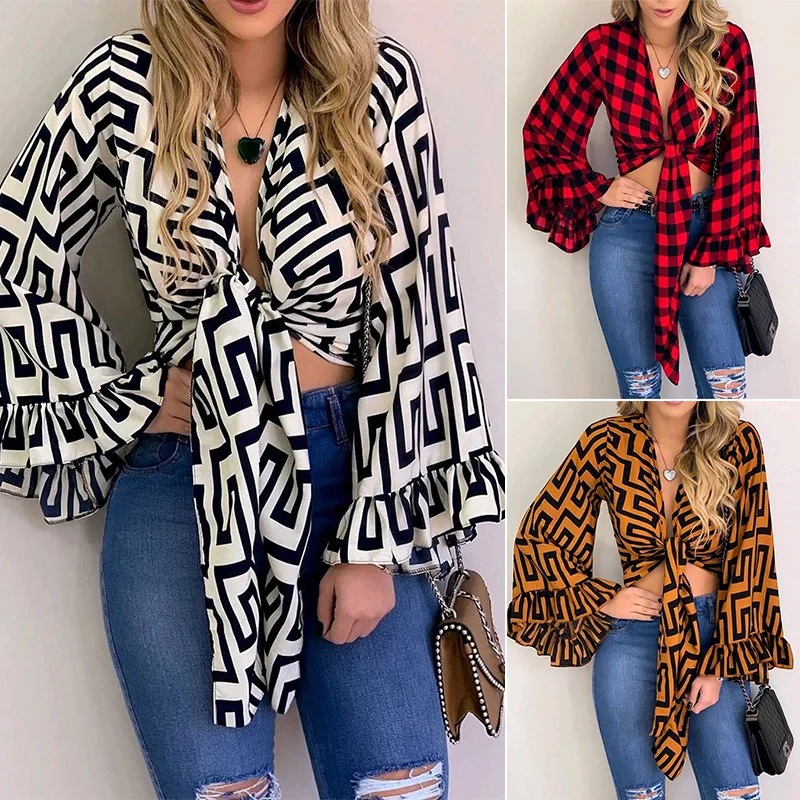 Streetwear Tops Female Clothing Fashion 2021 Autumn Flare Long Sleeve Crop Shirts Deep V Neck Lace Up Plaid Shirt Y2k Aesthetic
Streetwear Tops Female Clothing Fashion 2021 Autumn Flare Long Sleeve Crop Shirts Deep V Neck Lace Up Plaid Shirt Y2k Aesthetic