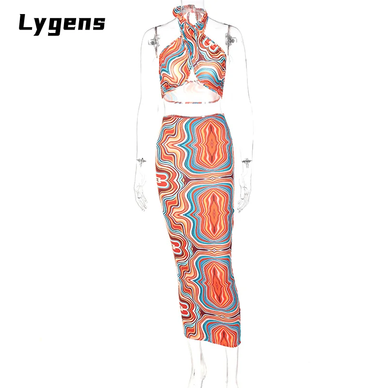 Lygens 2021 Summer Women Tie Dye Print 2 Pieces Cross Halter Tanks Drawstring Ruched Midi Skirt Set Streetwear Party Club
Lygens 2021 Summer Women Tie Dye Print 2 Pieces Cross Halter Tanks Drawstring Ruched Midi Skirt Set Streetwear Party Club