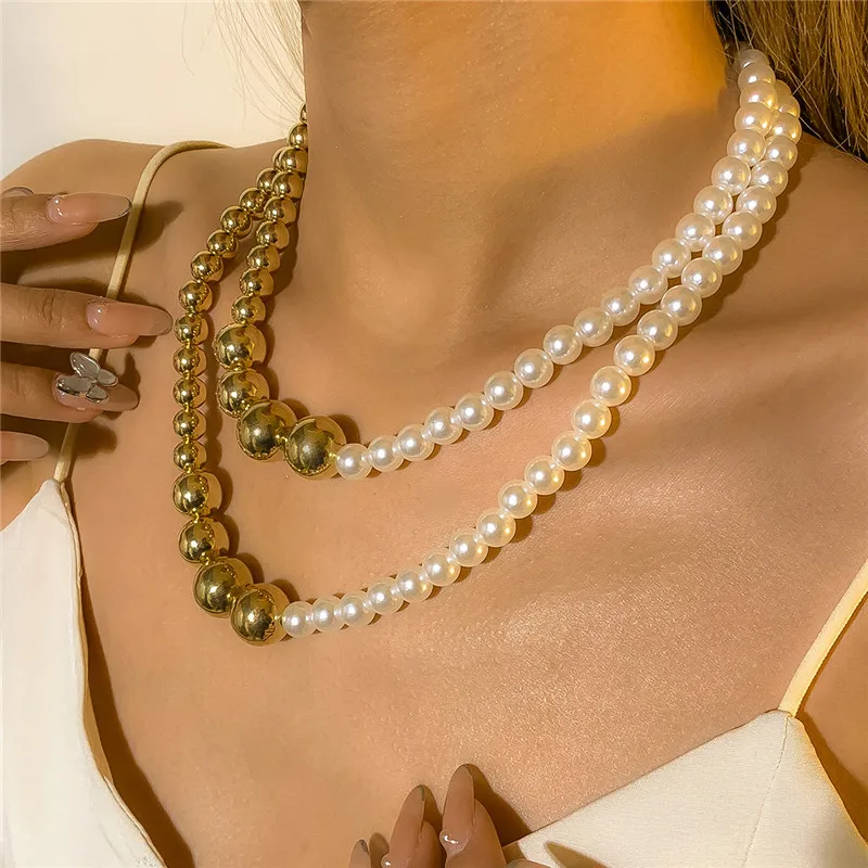 Temperament Geometric Punk Mixed Color Round Bead Necklace Exaggerated Personality CCB Imitation Pearl Beaded Stitching Necklace
Temperament Geometric Punk Mixed Color Round Bead Necklace Exaggerated Personality CCB Imitation Pearl Beaded Stitching Necklace