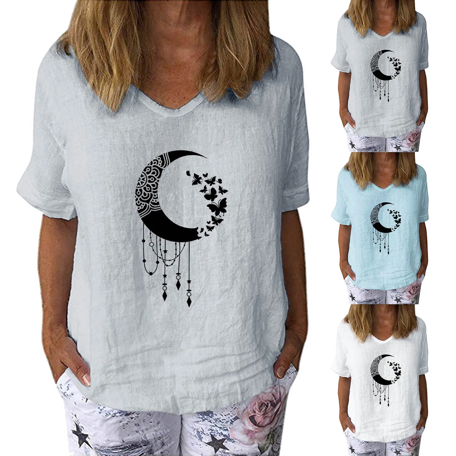 Women's Blouses Summer Autumn Casual Print Cotton And Linen V-Neck Short Sleeves Blouse Tops Soft and Comfortable Blouse 2021
Women's Blouses Summer Autumn Casual Print Cotton And Linen V-Neck Short Sleeves Blouse Tops Soft and Comfortable Blouse 2021