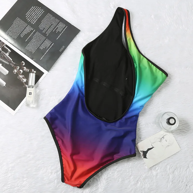 Women's One shoulder Halter Mulitcolor One Piece Swimsuit High Neck Back Cutout Swimwear
Women's One shoulder Halter Mulitcolor One Piece Swimsuit High Neck Back Cutout Swimwear