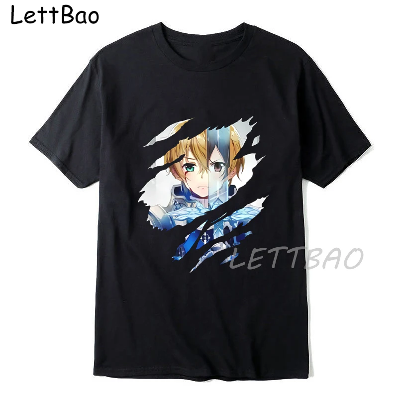 Футболка мужская с рисунком меча онлайн, Kirito Asuna Eugeo, уличная одежда с короткими рукавами в стиле Харадзюку, топы
Футболка мужская с рисунком меча онлайн, Kirito Asuna Eugeo, уличная одежда с короткими рукавами в стиле Харадзюку, топы