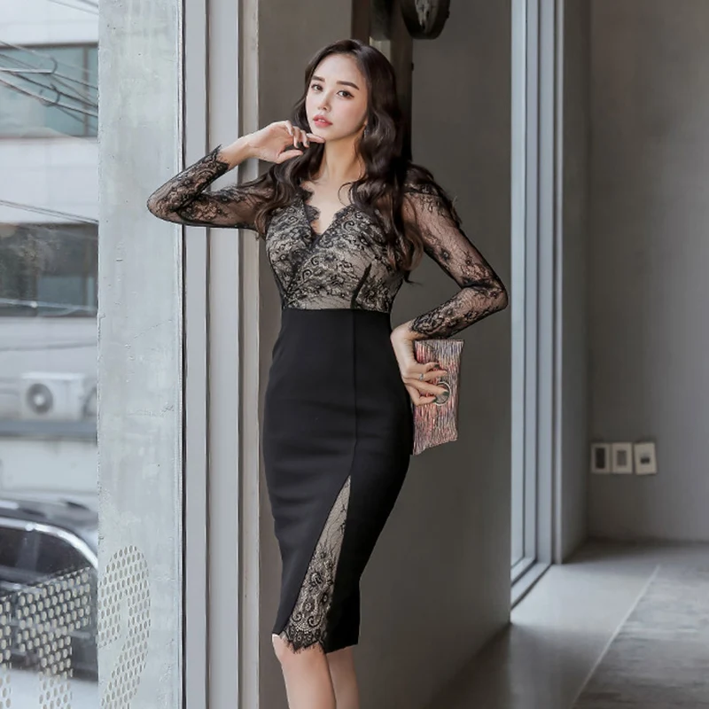 Women Sping Business Pencil Dress 2020 New Sexy Patchwork Sheath Bodycon Dresses OL Long Sleeve Lace Casual Vestidos
Women Sping Business Pencil Dress 2020 New Sexy Patchwork Sheath Bodycon Dresses OL Long Sleeve Lace Casual Vestidos