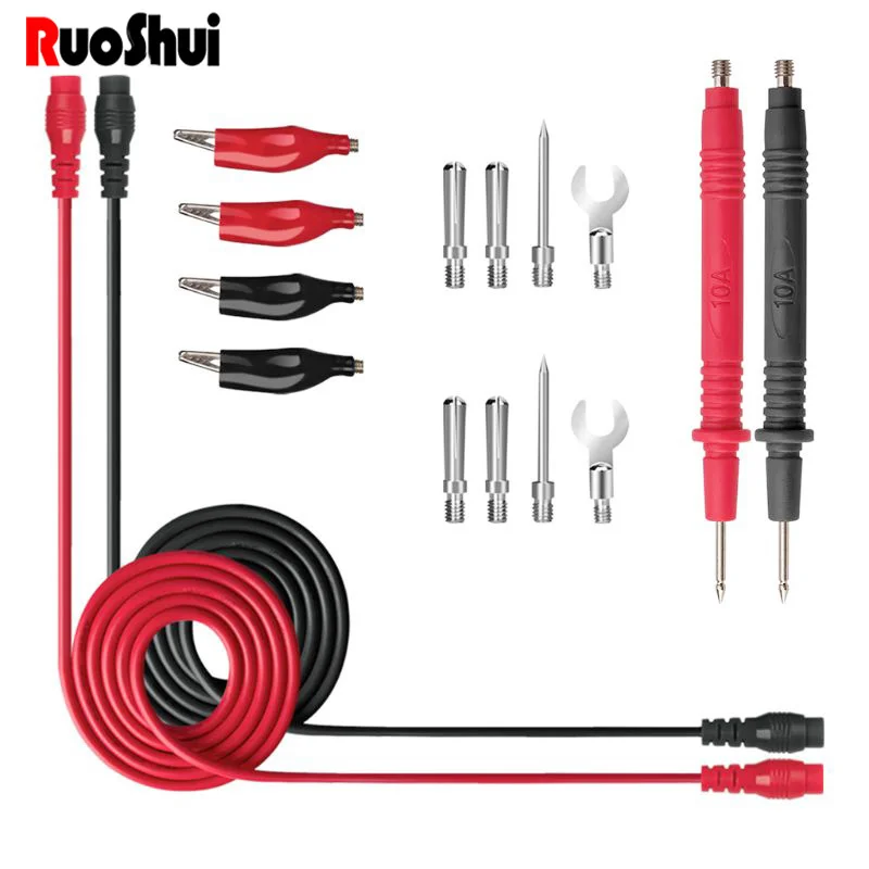 RuoShui 16pcs/set Universal Digital Multimeter Test Lead Probe 90cm Needle Tip Probe Pin Wire Pen Cable Test Line Assortment Kit
RuoShui 16pcs/set Universal Digital Multimeter Test Lead Probe 90cm Needle Tip Probe Pin Wire Pen Cable Test Line Assortment Kit
