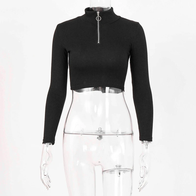 Fashion Women's Zipper Tops Ladies Sexy Cropped Navel Shirts Casual Long Sleeve Blouse Bright Solid Color Slim Top Sweatshirts
Fashion Women's Zipper Tops Ladies Sexy Cropped Navel Shirts Casual Long Sleeve Blouse Bright Solid Color Slim Top Sweatshirts