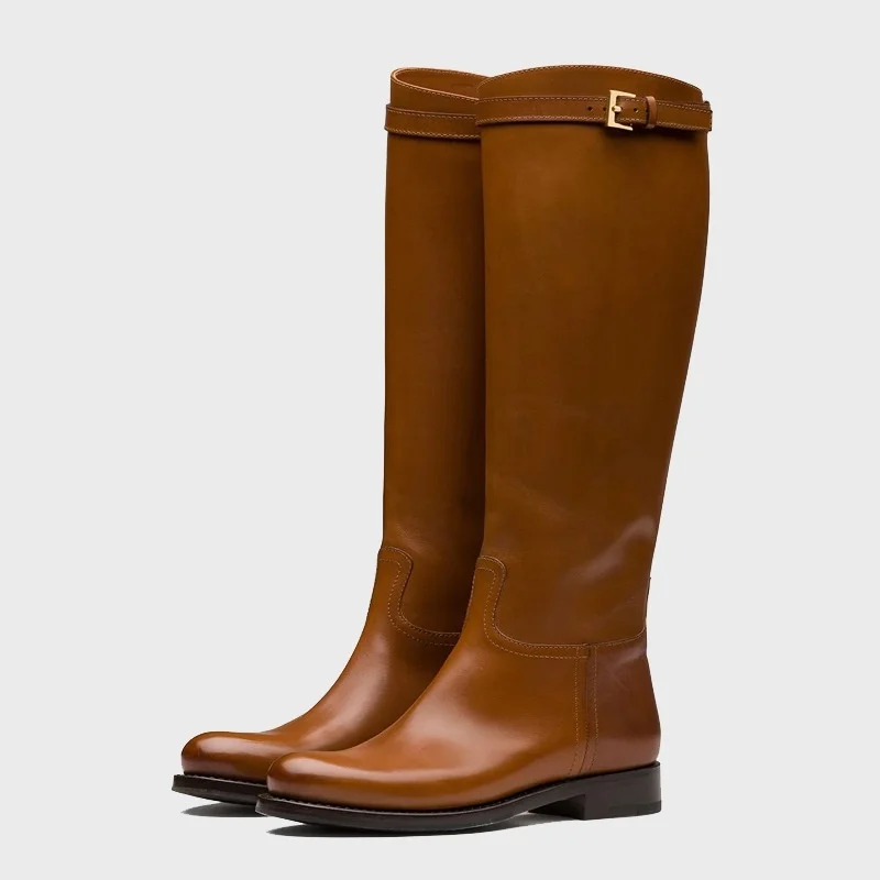 Large 45 Flat Boots fashion women's boots wind Brown high boots fashion boots change tube circumference 
Large 45 Flat Boots fashion women's boots wind Brown high boots fashion boots change tube circumference
