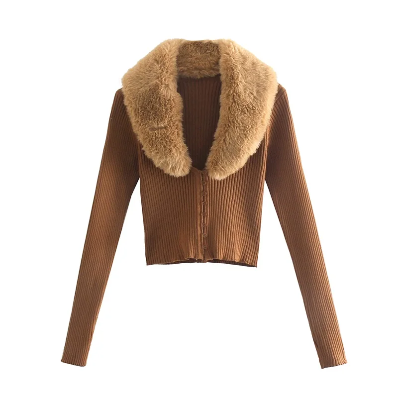 TRAF Women 2021 Fashion Faux Fur Neckline Solid Color Slim Crop Knit Cardigan Sweater Vintage Long Sleeve Tie Buttons Outerwear
TRAF Women 2021 Fashion Faux Fur Neckline Solid Color Slim Crop Knit Cardigan Sweater Vintage Long Sleeve Tie Buttons Outerwear