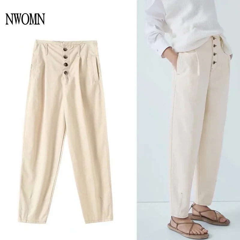 NWOMN Za 2021 Women Pants Autumn Fashion Cotton High Waist Trousers Woman Wide Leg Pant Streetwear Women Loose Casual Pant
NWOMN Za 2021 Women Pants Autumn Fashion Cotton High Waist Trousers Woman Wide Leg Pant Streetwear Women Loose Casual Pant