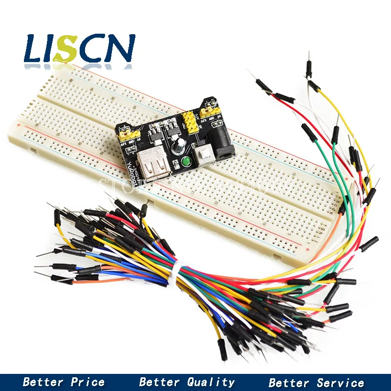 MB102 Breadboard power module+MB-102 830 points Solderless Prototype Bread board kit +65 Flexible jumper wires
MB102 Breadboard power module+MB-102 830 points Solderless Prototype Bread board kit +65 Flexible jumper wires
