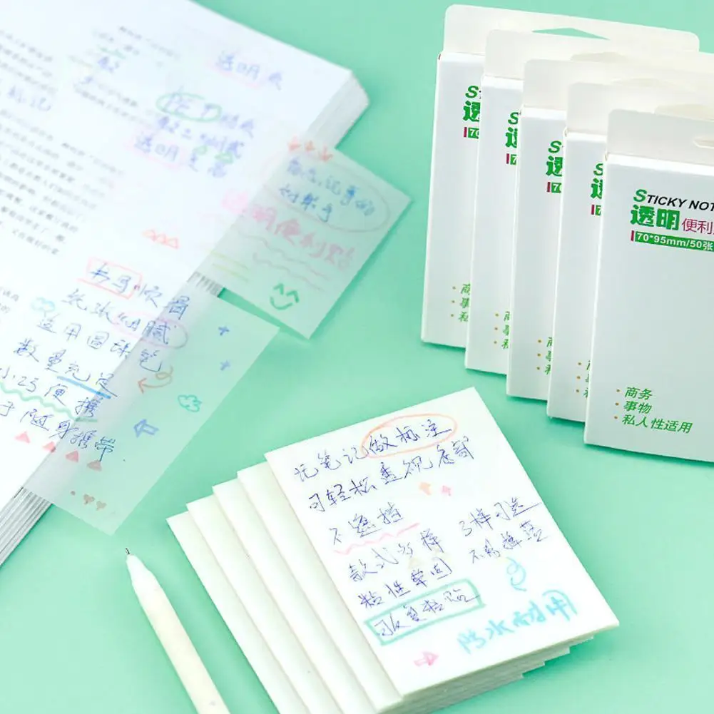 50 Sheets Waterproof PET Transparent Memo Sticky Note It Paper Do Memo School Notes Stationery Color Daily To Pad Office D4Q8
50 Sheets Waterproof PET Transparent Memo Sticky Note It Paper Do Memo School Notes Stationery Color Daily To Pad Office D4Q8