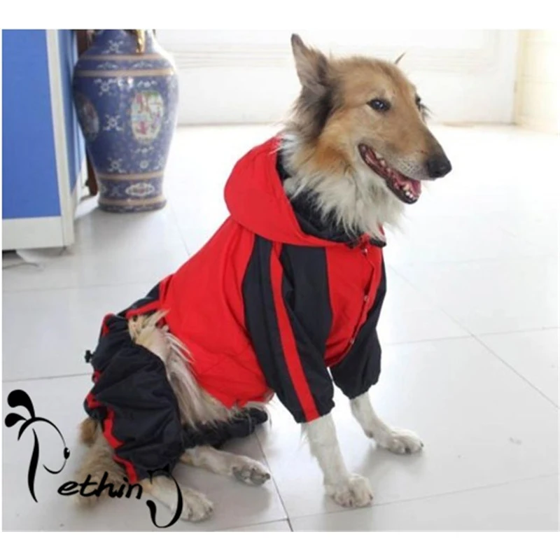 Зеленый красный непромокаемый плащ для собаки дождевик большой одежда с принтом