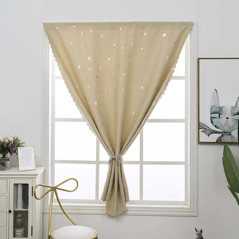 1PC 130X80cm Modern Semi-blackout Designed Snowflake Window Curtain Solid Color Simple Fashion Punch-free | Дом и сад