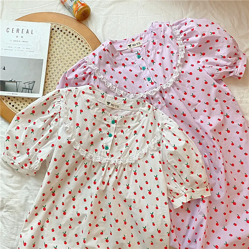 cute strawberry nightgown lace cotton women sleepdress short sleeve o neck casual homewear dresses summer nightdress pink Y423
cute strawberry nightgown lace cotton women sleepdress short sleeve o neck casual homewear dresses summer nightdress pink Y423