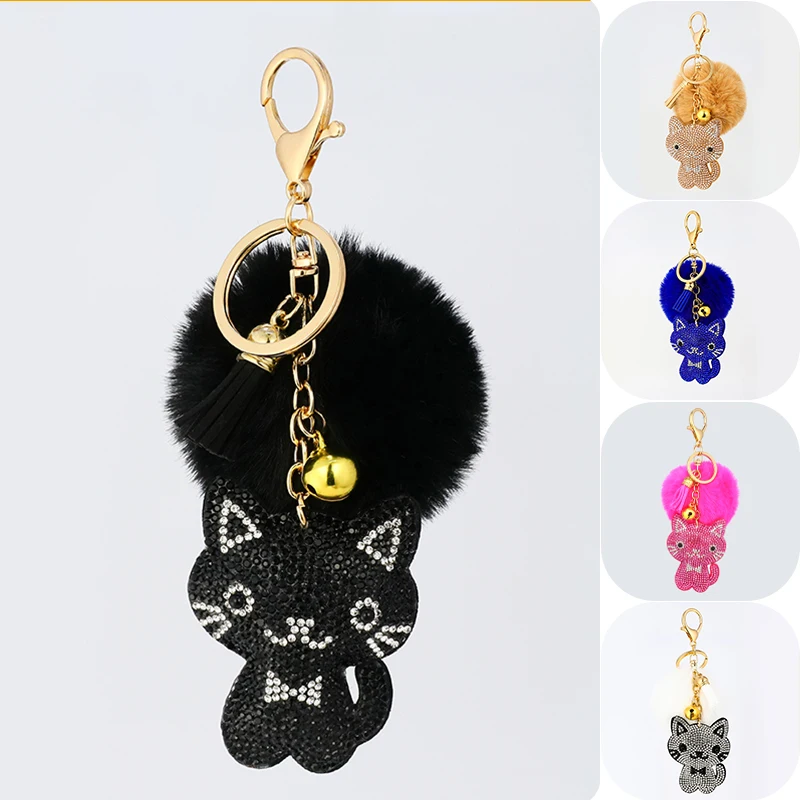 Cute rhinestone flannel cat hair ball pom pom key chain pendant lady bag pendant earphone key chain bell tassel accessories
Cute rhinestone flannel cat hair ball pom pom key chain pendant lady bag pendant earphone key chain bell tassel accessories