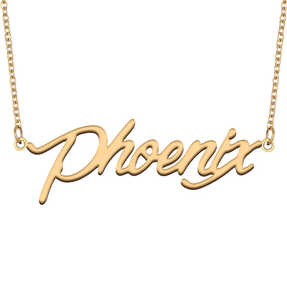 Phoenix Name Necklace for Women Stainless Steel Jewelry Gold Plated Nameplate Pendant Femme Mother Girlfriend Gift
Phoenix Name Necklace for Women Stainless Steel Jewelry Gold Plated Nameplate Pendant Femme Mother Girlfriend Gift