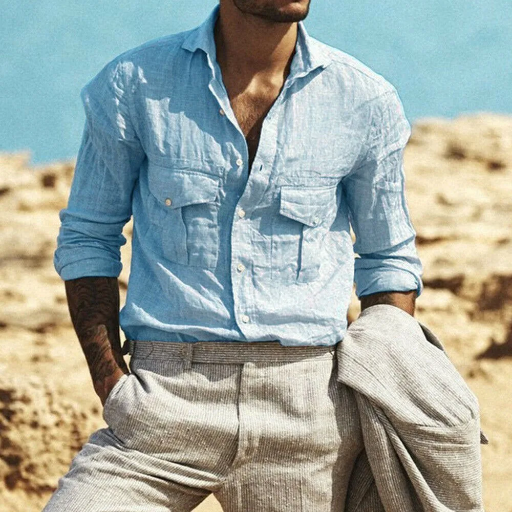2021 Summer Cotton And Linen Shirt Men Fashion Solid Long Sleeve Tops Shirts Men's Casual Turn-Down Collar Blusa Stretwears
2021 Summer Cotton And Linen Shirt Men Fashion Solid Long Sleeve Tops Shirts Men's Casual Turn-Down Collar Blusa Stretwears