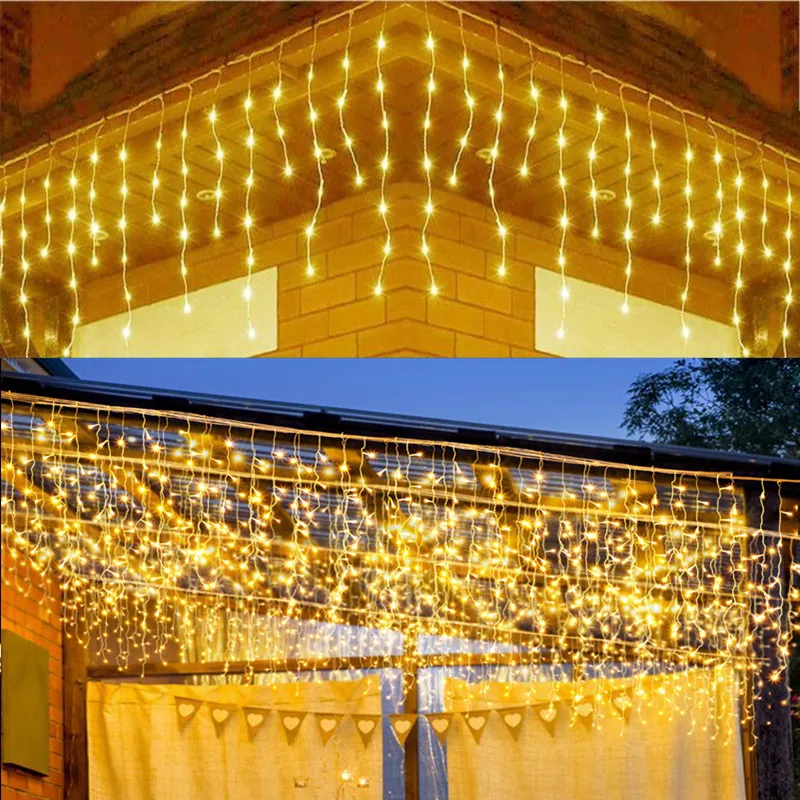 Christmas Lights Street Garland Waterfall Droop 0.3-0.5m Led Icicle Curtain Light New Year Decoration for Eaves Garden Outdoor
Christmas Lights Street Garland Waterfall Droop 0.3-0.5m Led Icicle Curtain Light New Year Decoration for Eaves Garden Outdoor
