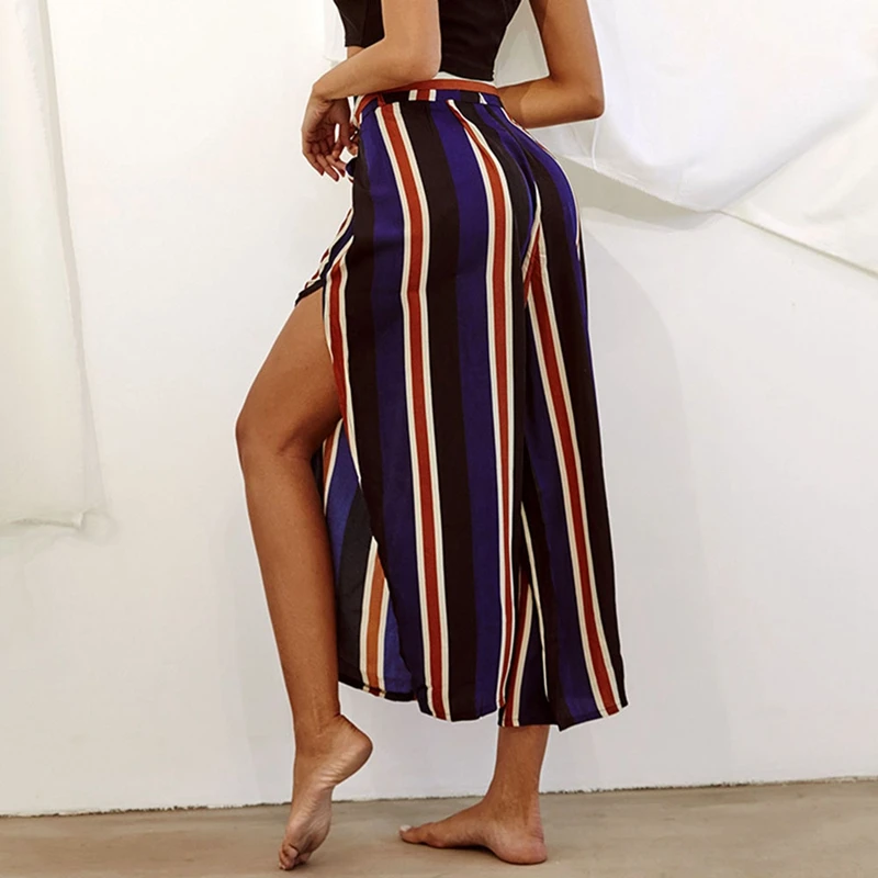 Europe and America Women'S Pants Stripes Pants Sexy Slit Lace-Up Trousers Women'S Summer Pants Casual Loose Pants
Europe and America Women'S Pants Stripes Pants Sexy Slit Lace-Up Trousers Women'S Summer Pants Casual Loose Pants