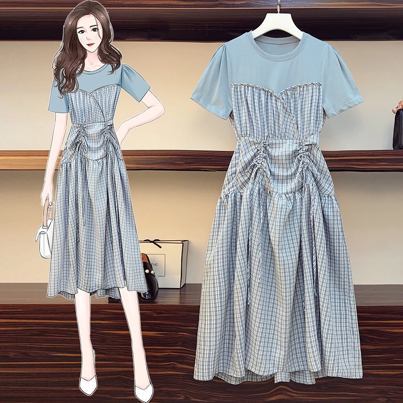 L-4XL Plus Size Women Plaid Long Dresses Summer 2021 Fashion Cotton Patchwork Short Sleeve DrawString Folds Loose Ruffle Dress
L-4XL Plus Size Women Plaid Long Dresses Summer 2021 Fashion Cotton Patchwork Short Sleeve DrawString Folds Loose Ruffle Dress