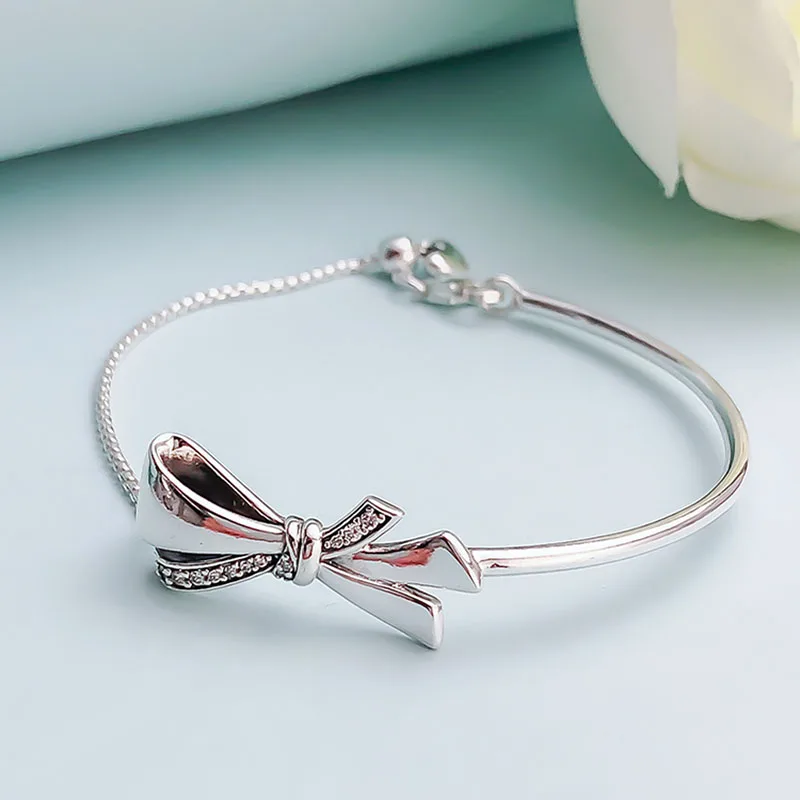 Authentic 925 Sterling Silver Pan Bracelet New Gorgeous Bow Simple Classic Versatile Bracelet Fit Diy Charm Women Jewelry
Authentic 925 Sterling Silver Pan Bracelet New Gorgeous Bow Simple Classic Versatile Bracelet Fit Diy Charm Women Jewelry