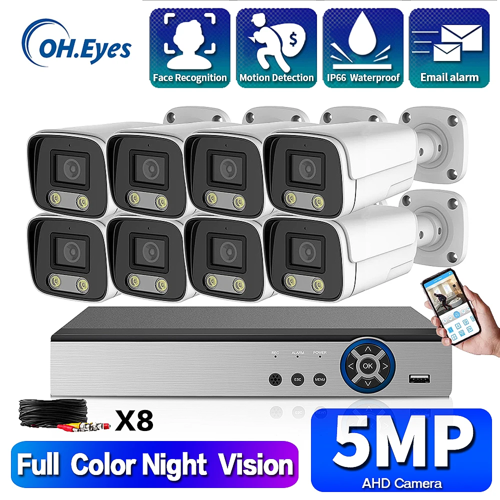 OH.EYES 8 Channel CCTV Camera Security System DVR Kit 5MP Outdoor Full Color Night Vision AHD Camera Video Surveillance System
OH.EYES 8 Channel CCTV Camera Security System DVR Kit 5MP Outdoor Full Color Night Vision AHD Camera Video Surveillance System