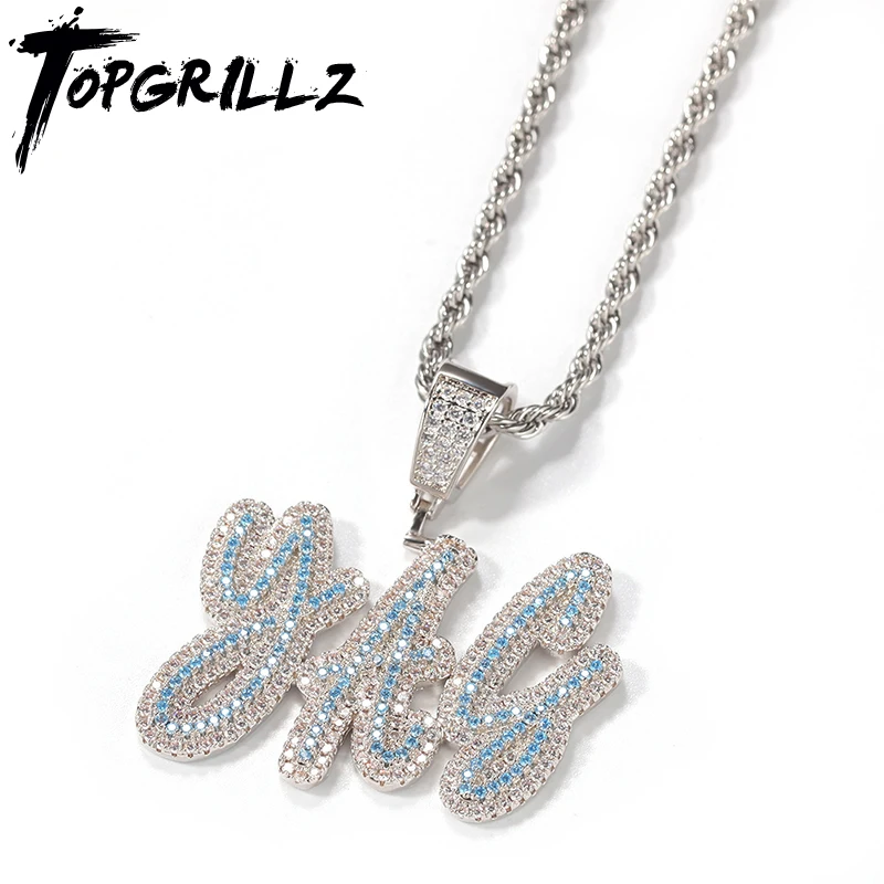 TOPGRILLZ DIY English Letters Custom Pendant Necklace Iced Out Cubic Zirconia Name Pendant Hip Hop Personality Jewelry Gift
TOPGRILLZ DIY English Letters Custom Pendant Necklace Iced Out Cubic Zirconia Name Pendant Hip Hop Personality Jewelry Gift