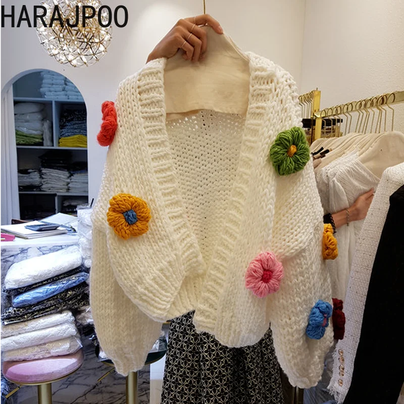 Cardigan Women Harajpoo Knitwear Three Dimensional Flower 2021 Fall Winter New Harajuku Casual Loose Fashion Sweater V Neck
Cardigan Women Harajpoo Knitwear Three Dimensional Flower 2021 Fall Winter New Harajuku Casual Loose Fashion Sweater V Neck