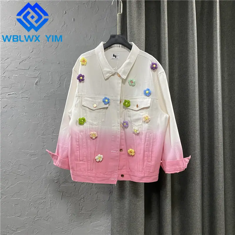 Jeans Jacket Women Fashion Flower embroidery Long sleeve Denim Jackets Autumn Loose Lapel Single Breasted Jeans Coat Female
Jeans Jacket Women Fashion Flower embroidery Long sleeve Denim Jackets Autumn Loose Lapel Single Breasted Jeans Coat Female