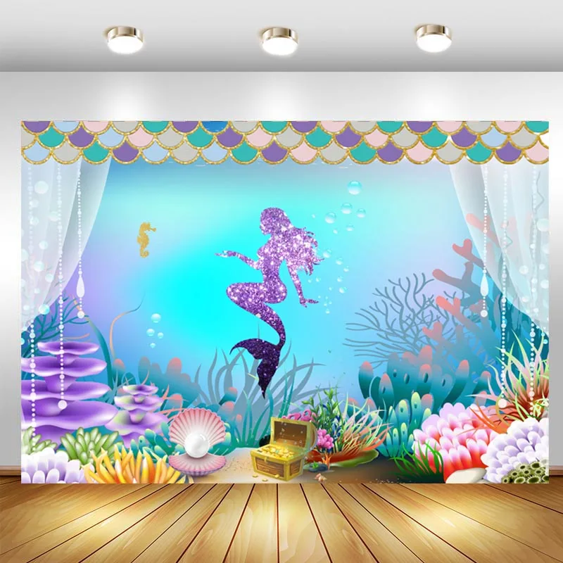 Little Mermaid Backdrop Curtain Under The Sea Girls Happy Birthday Party Custom Photo Background Studio Props Decor Banner
Little Mermaid Backdrop Curtain Under The Sea Girls Happy Birthday Party Custom Photo Background Studio Props Decor Banner