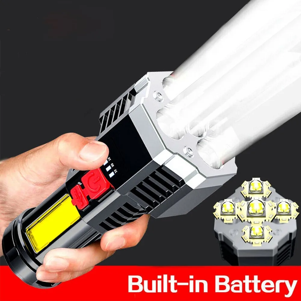 High Power Five-cell LED Flashlight USB Rechargeable Powerful LED Flashlight Camping Super Bright Flashlight 5-core COB Light
High Power Five-cell LED Flashlight USB Rechargeable Powerful LED Flashlight Camping Super Bright Flashlight 5-core COB Light