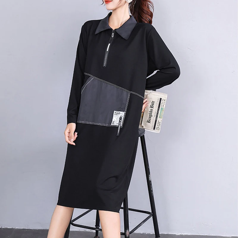 Spring New Casual Dress Women 2021 New Plus Size POLO Collar Long Sleeve Women Clothing Fashion Splicing Loose Mid Length Dress
Spring New Casual Dress Women 2021 New Plus Size POLO Collar Long Sleeve Women Clothing Fashion Splicing Loose Mid Length Dress