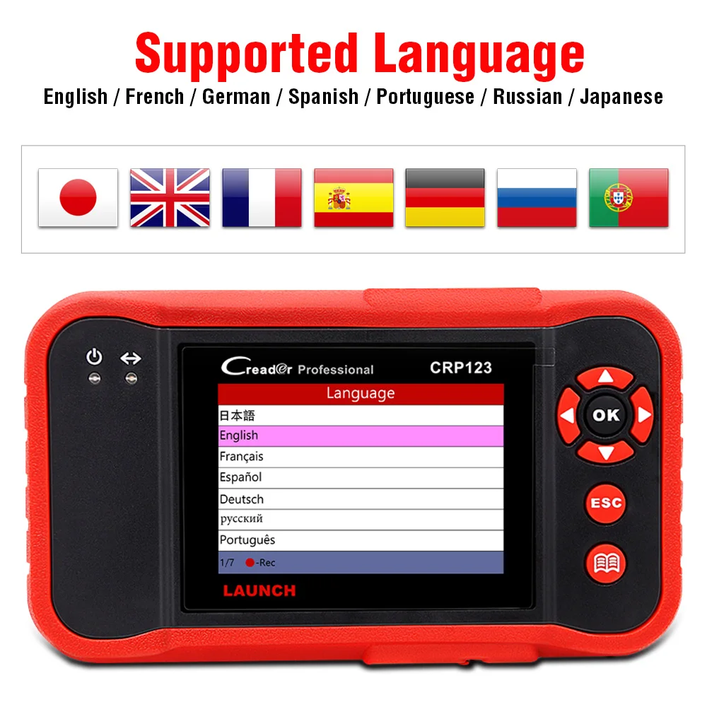 LAUNCH X431 CRP123 OBD2 EOBD automotive scanner ABS Airbag SRS Transmission Engine Car Diagnostic Tools Multilingual free update
LAUNCH X431 CRP123 OBD2 EOBD automotive scanner ABS Airbag SRS Transmission Engine Car Diagnostic Tools Multilingual free update