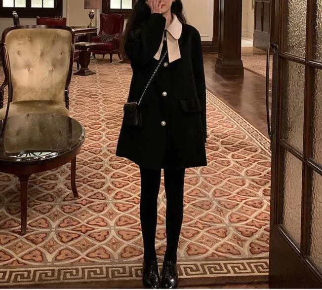 Wool Blend Coat Women Long Sleeve Collar Outwear Long Jacket woolen Casual Autumn Winter Elegant Overcoat Woolen black wert5
Wool Blend Coat Women Long Sleeve Collar Outwear Long Jacket woolen Casual Autumn Winter Elegant Overcoat Woolen black wert5