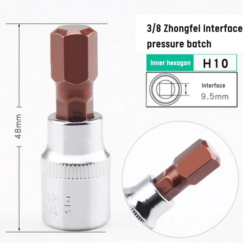3/8 Zhongfei Pressure Batch Sleeve Manual Screwdriver Sleeve Chrome Vanadium Alloy Steel Hexagon Torx Cross Bit Pozi Bit 10mm 
3/8 Zhongfei Pressure Batch Sleeve Manual Screwdriver Sleeve Chrome Vanadium Alloy Steel Hexagon Torx Cross Bit Pozi Bit 10mm