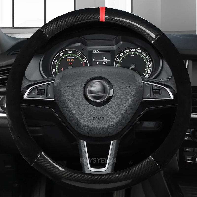 Carbon Fiber Leather 38CM Car Steering Wheel Cover for Skoda Octavia A5 A7 RS Octavia 2 3 Combi Auto interior Accessories 
Carbon Fiber Leather 38CM Car Steering Wheel Cover for Skoda Octavia A5 A7 RS Octavia 2 3 Combi Auto interior Accessories