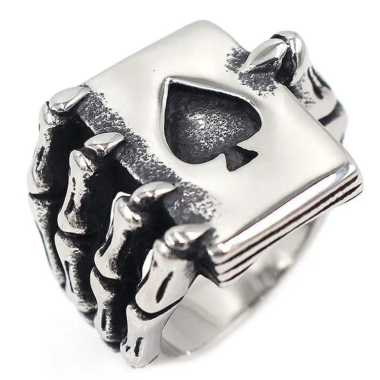 AsJerlya Spades Card Poker Skeleton Hand Claw Biker Ring Vintage Punk Mens Ring Skull Claw Ring For Unisex Rings 
AsJerlya Spades Card Poker Skeleton Hand Claw Biker Ring Vintage Punk Mens Ring Skull Claw Ring For Unisex Rings
