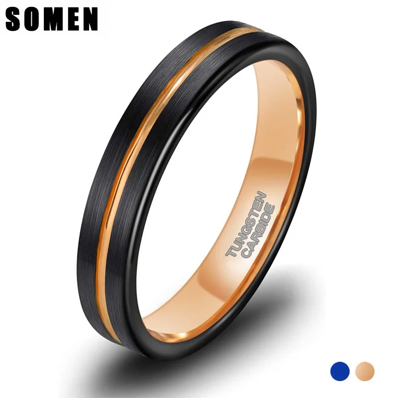 Somen UnisexTungsten Ring Blue/Rose Gold Color Wedding Bands 4mm for Men Women Thin Groove Two Tone Engagement Ring
Somen UnisexTungsten Ring Blue/Rose Gold Color Wedding Bands 4mm for Men Women Thin Groove Two Tone Engagement Ring