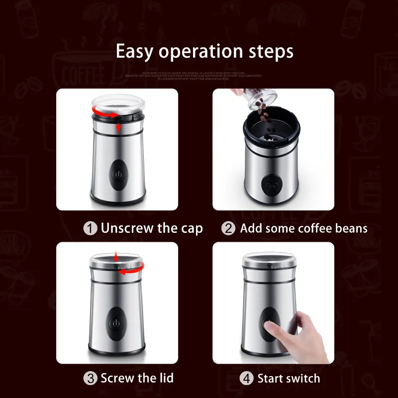 220V EU/US Plug Electric Coffee Grinder Household Mini Salt Pepper Grinder Powerful Spice Nuts Seeds Coffee Bean Grind Machine
220V EU/US Plug Electric Coffee Grinder Household Mini Salt Pepper Grinder Powerful Spice Nuts Seeds Coffee Bean Grind Machine