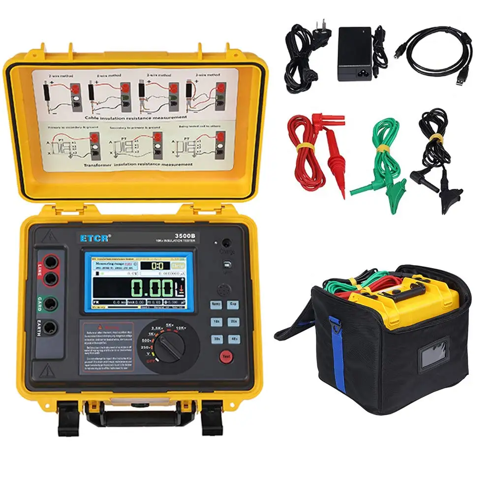 High Voltage Insulation Resistance Tester with Rated Voltage 250V to 10KV 6 Gears Range 0.5MΩ to 5TΩ
High Voltage Insulation Resistance Tester with Rated Voltage 250V to 10KV 6 Gears Range 0.5MΩ to 5TΩ